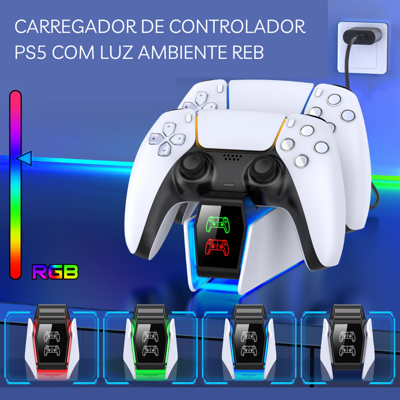 Carregador duplo Sony PS5: Energize Suas Aventuras Sem Limites!